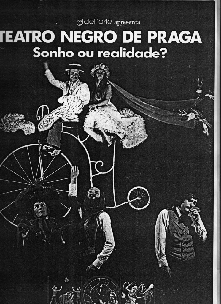 Archival poster for Black Light Theatre Srnec — Teatro Negro de Praga